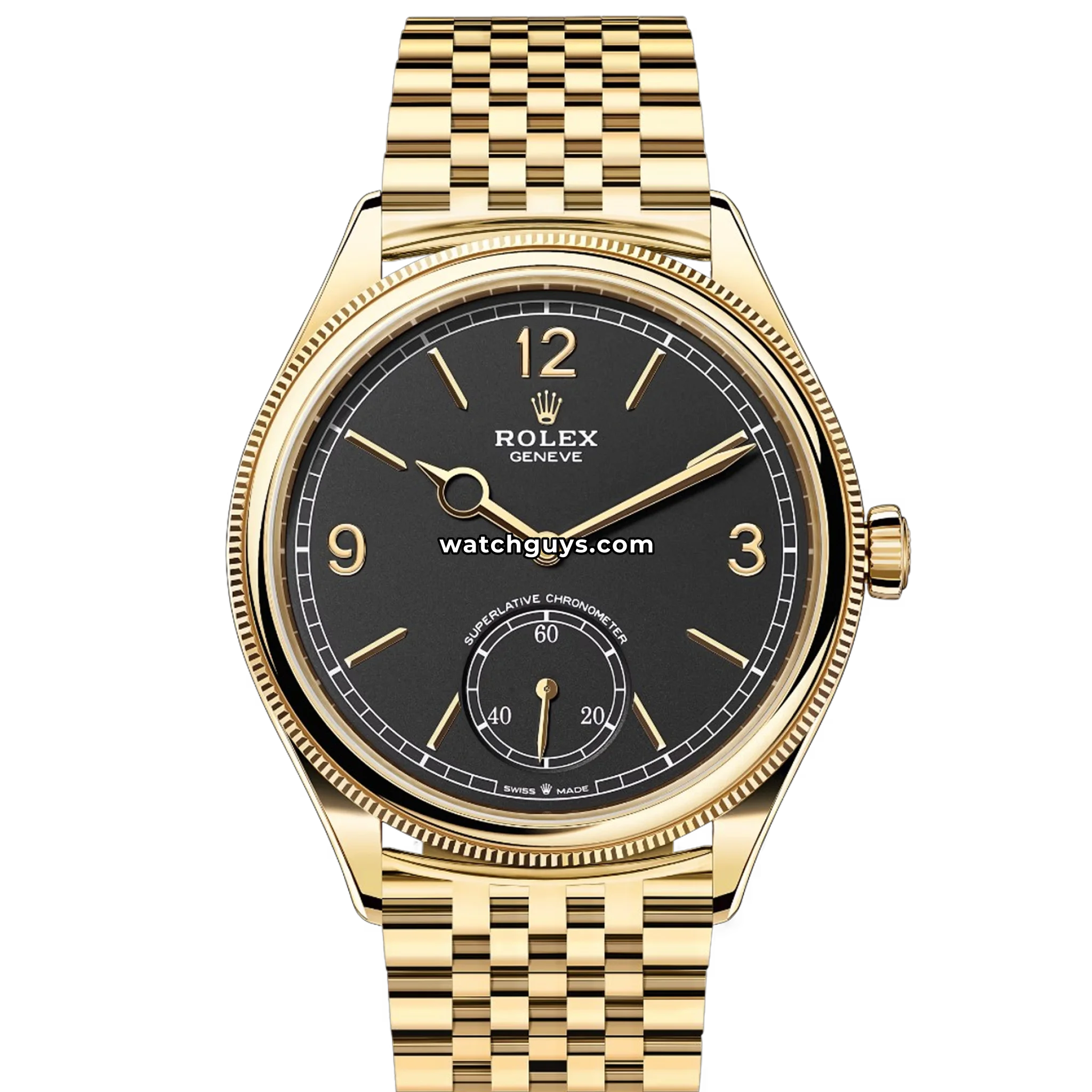 Rolex 1908 18k Yellow Gold 52508 Black Dial Settimo – WatchGuys