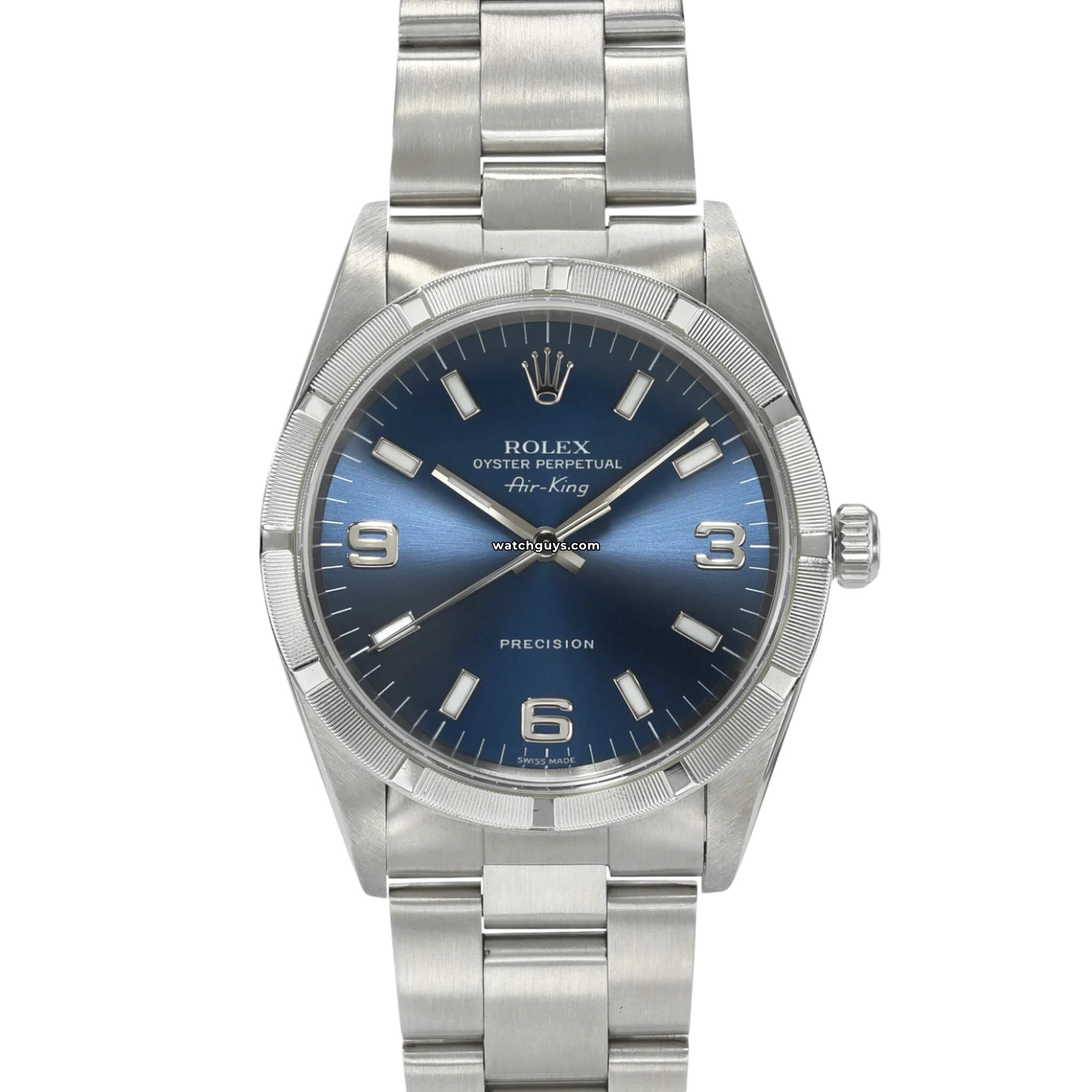 Rolex Air King 14000 Blue 34mm Stainless Steel WatchGuys