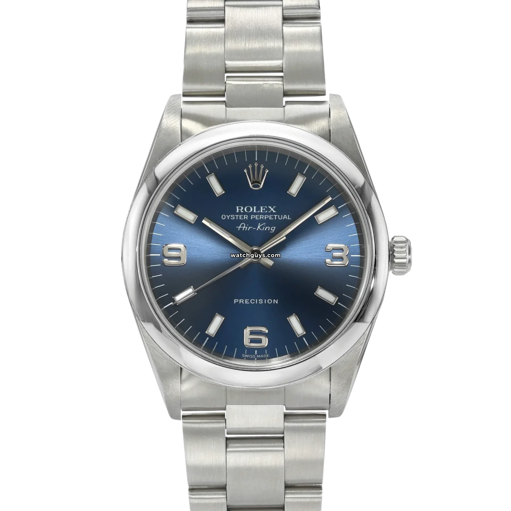 Rolex Air King 14000M Blue 34mm Stainless Steel Smooth WatchGuys