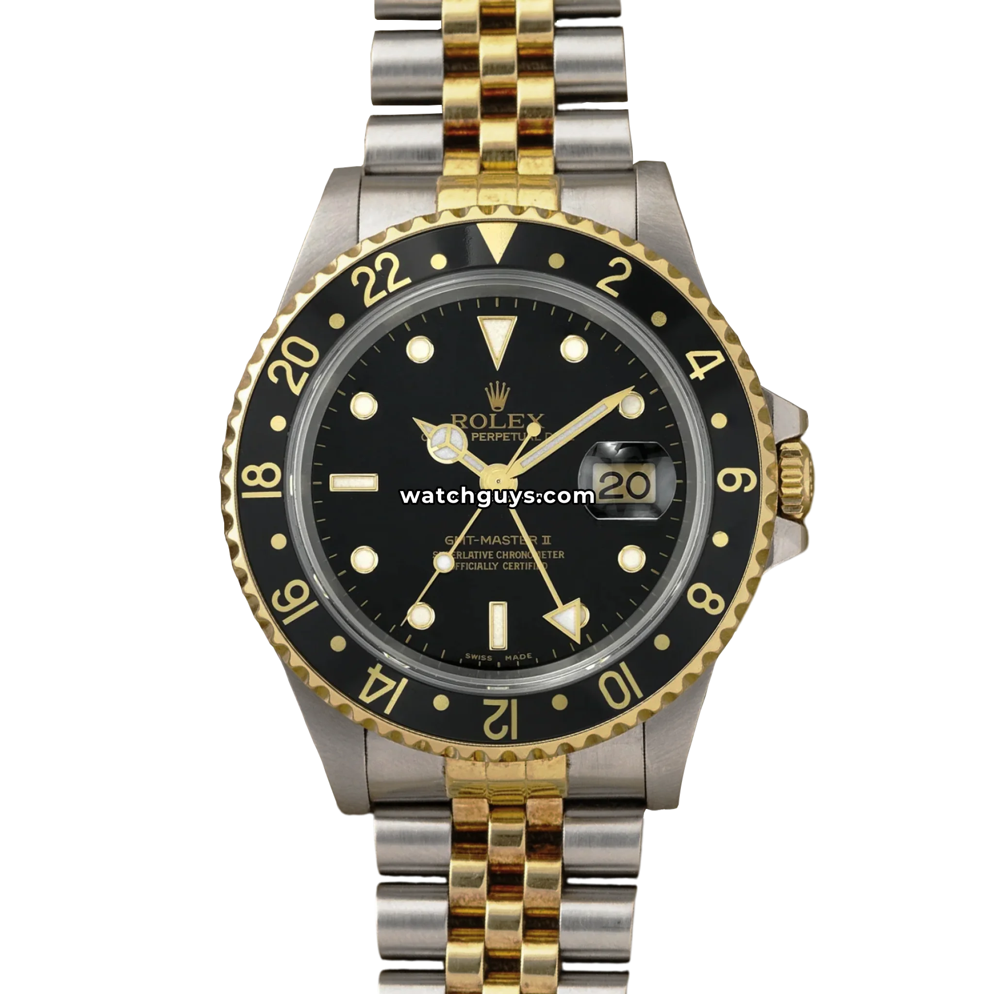 Jubilee Bracelet Rolex 16713 Jubilee Rolex GMT-Master II 16713 Black 40mm Two Tone Jubilee – WatchGuys