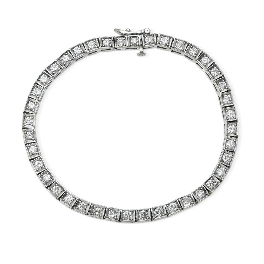 Diamond Tennis Bracelet Straight Line 14K White Gold