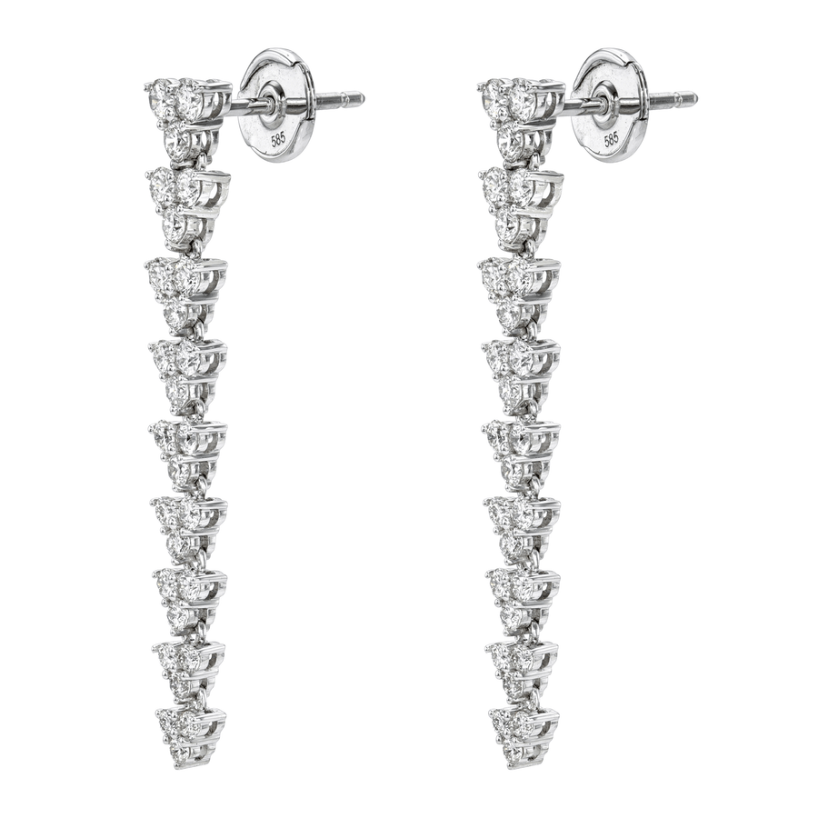 Diamond Drop Earrings 1.26 Carat TW 14k White Gold
