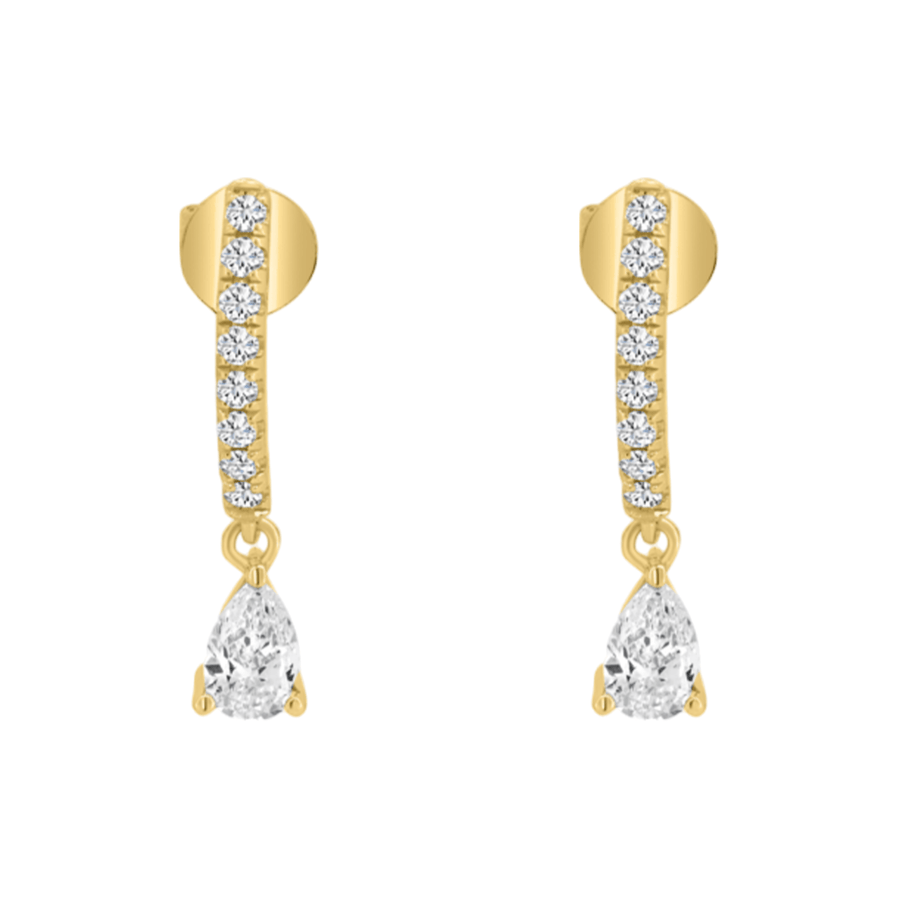 Pear Diamond Dangle Earrings 18k Yellow Gold