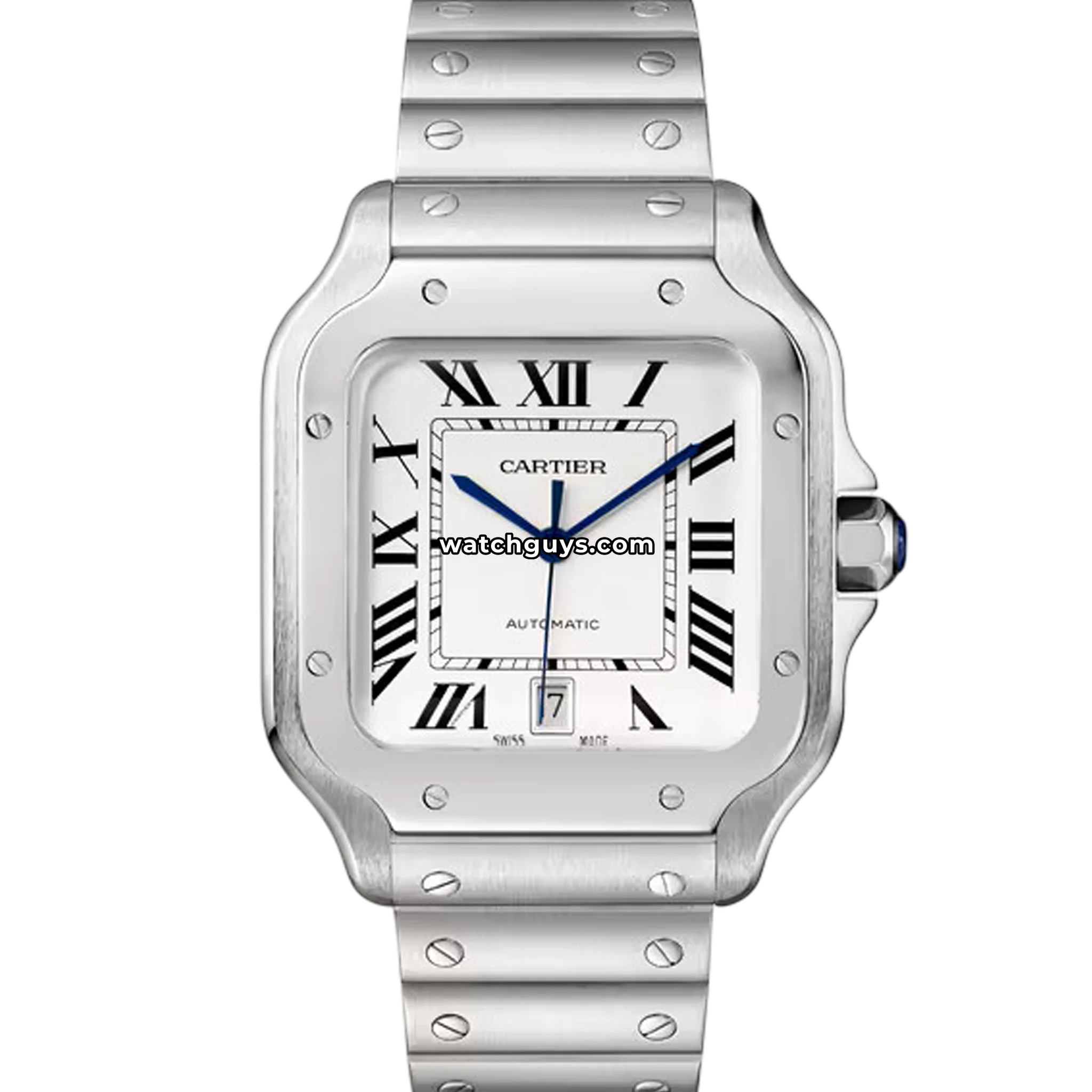 Cartier Santos de Cartier reference WSSA0018 in stainless steel with silvered opaline dial and blued hands product photo from WatchGuys