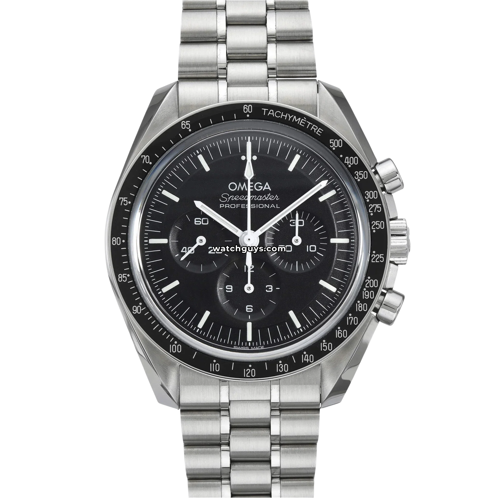 Omega Speedmaster Moonwatch reference 310.30.42.50.01.002 in steel with sapphire crystal product photo from WatchGuys