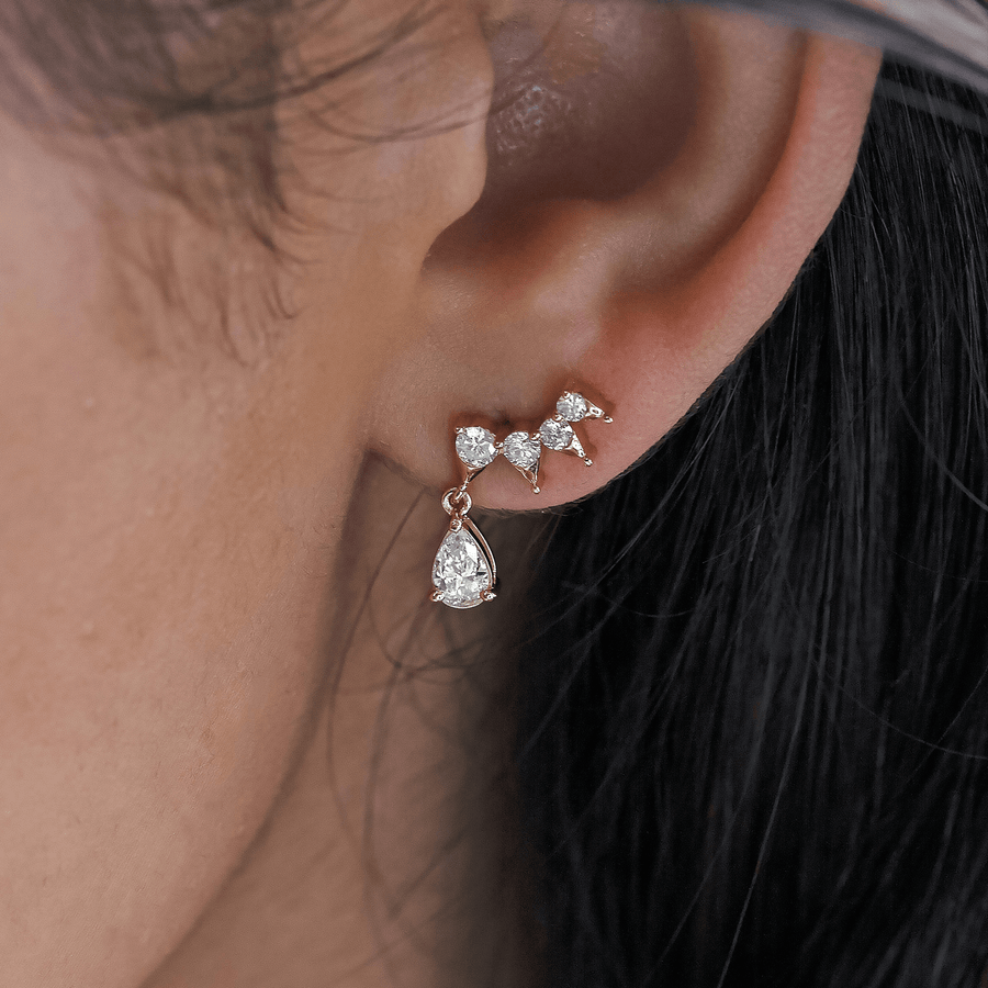 Pear Diamond Drop Earrings 18k Yellow Gold