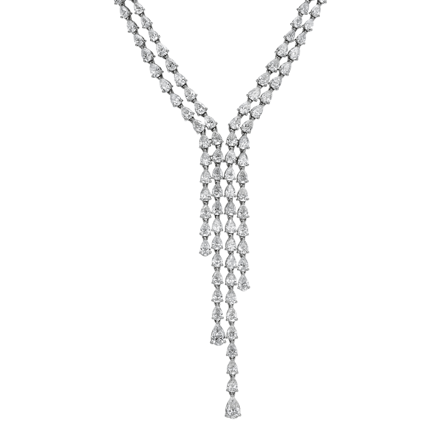 Pear Diamond Necklace 20.88 Carat TW 18k White Gold