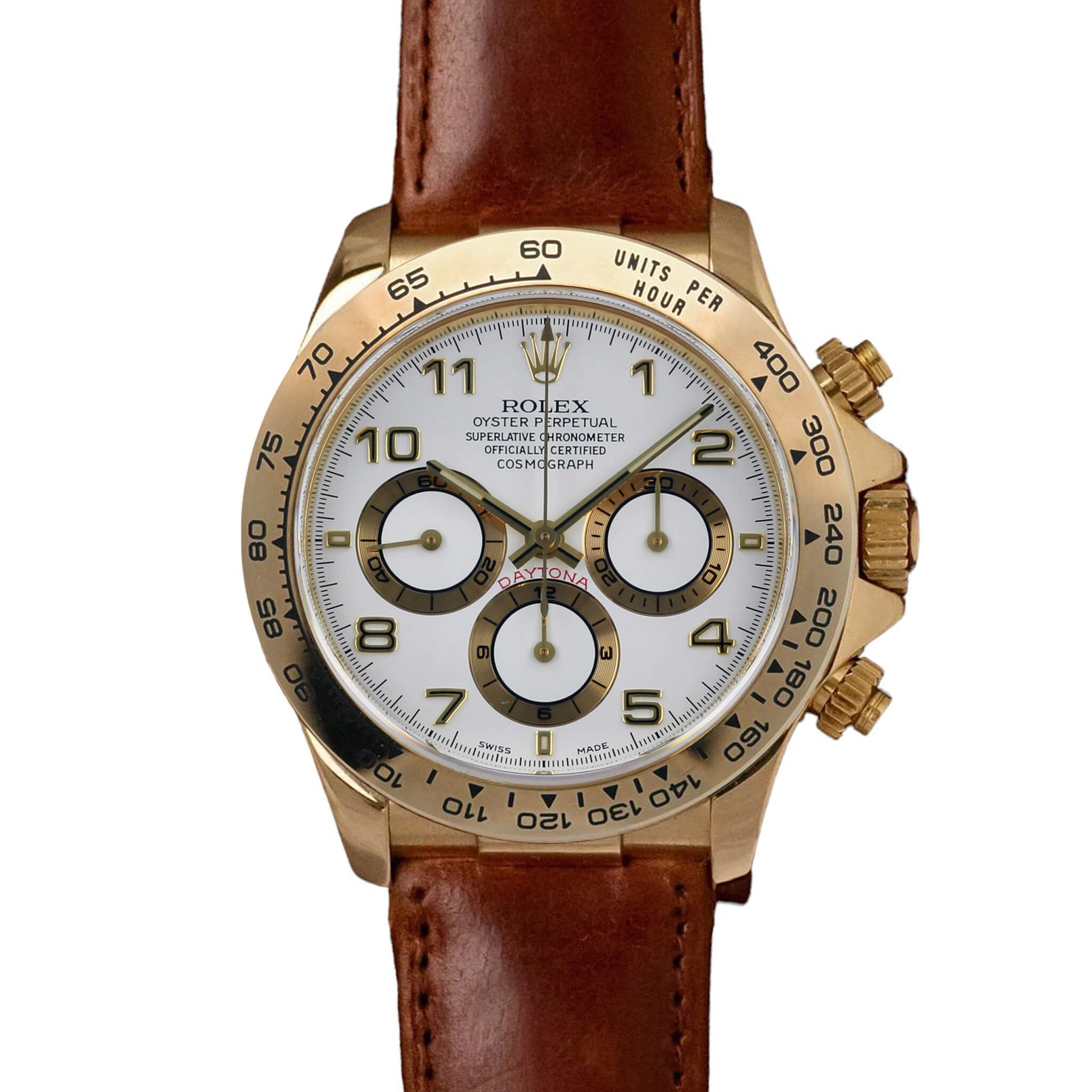 Rolex Daytona 16518 White Arabic 40mm 18K Yellow Gold – WatchGuys