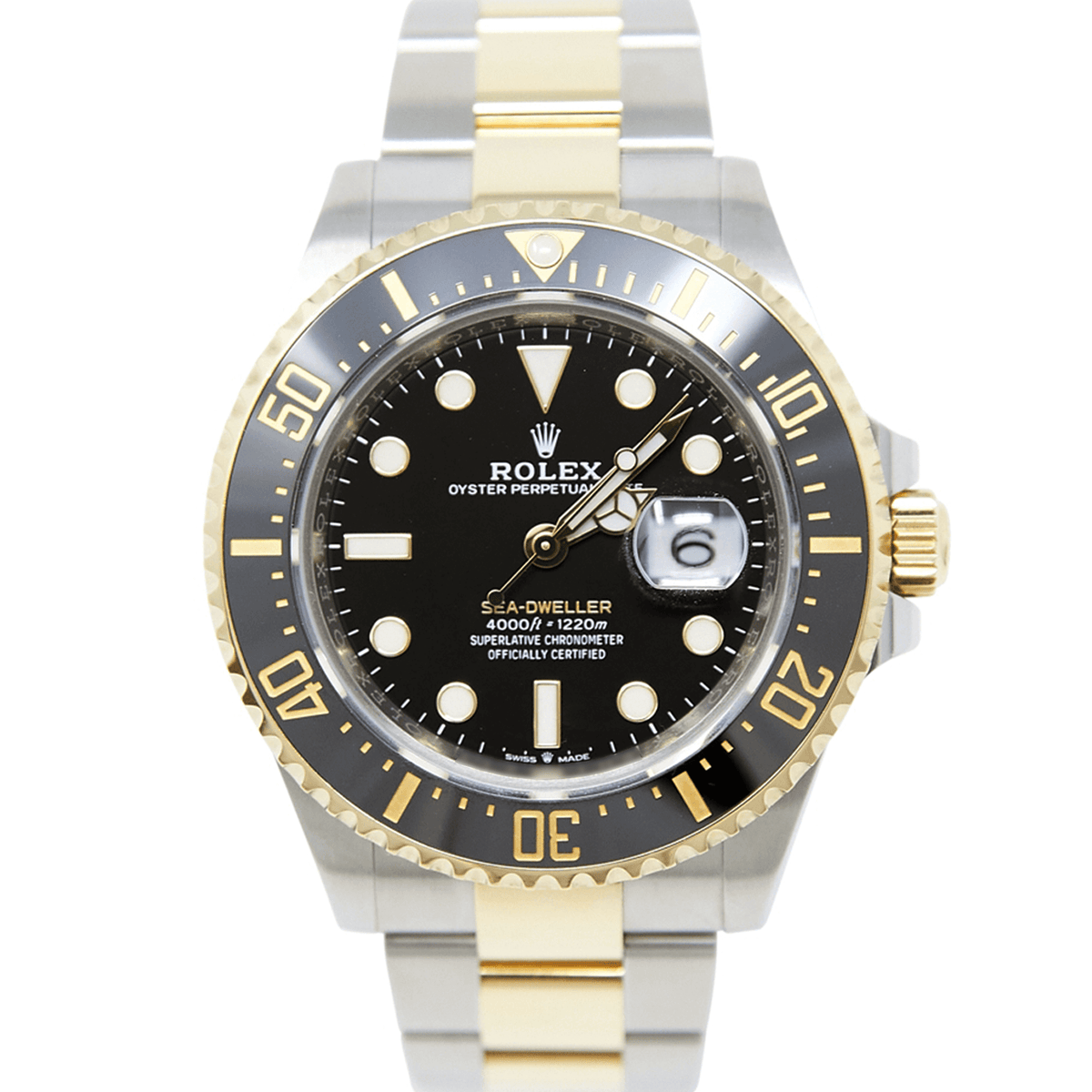 Rolex Sea-Dweller 126603, black dial two-tone case, front view