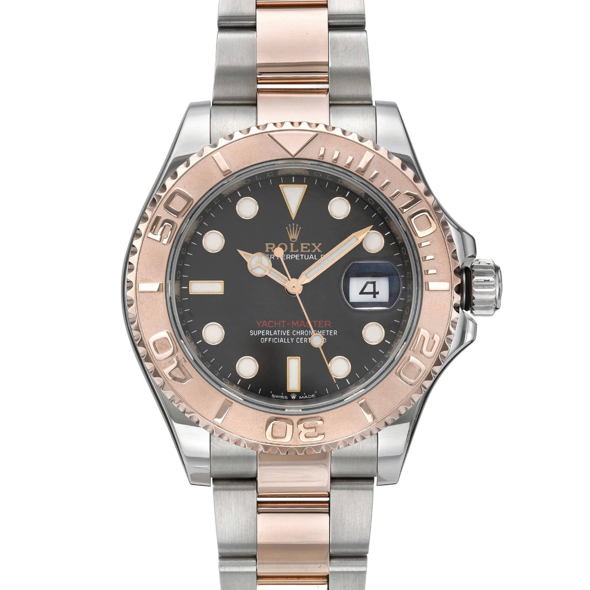 Rolex Yacht-Master 126621, black dial, steel and Everose gold, front view