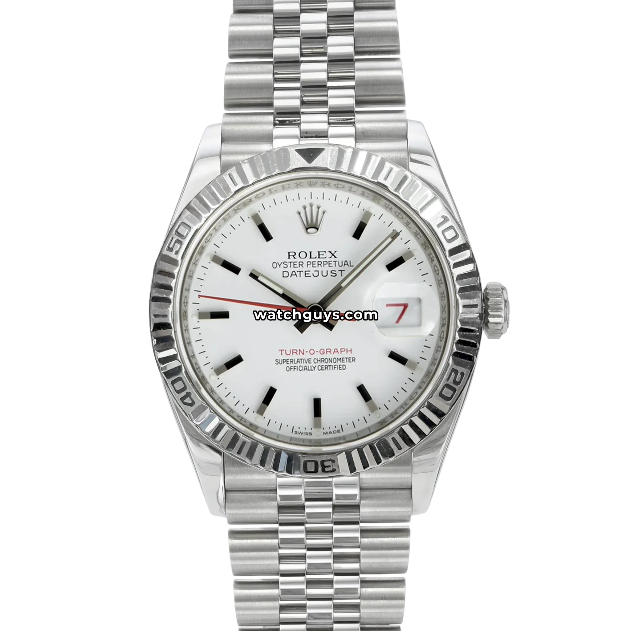 囧ページ Rolex Datejust 116264 White Thunderbird Jubilee 36mm – WatchGuys