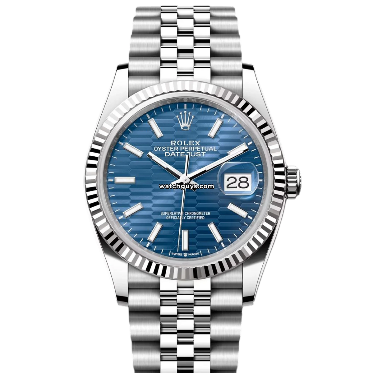Rolex Datejust 126234 Blue Fluted Motif 36mm Stainless Steel Jubilee ...