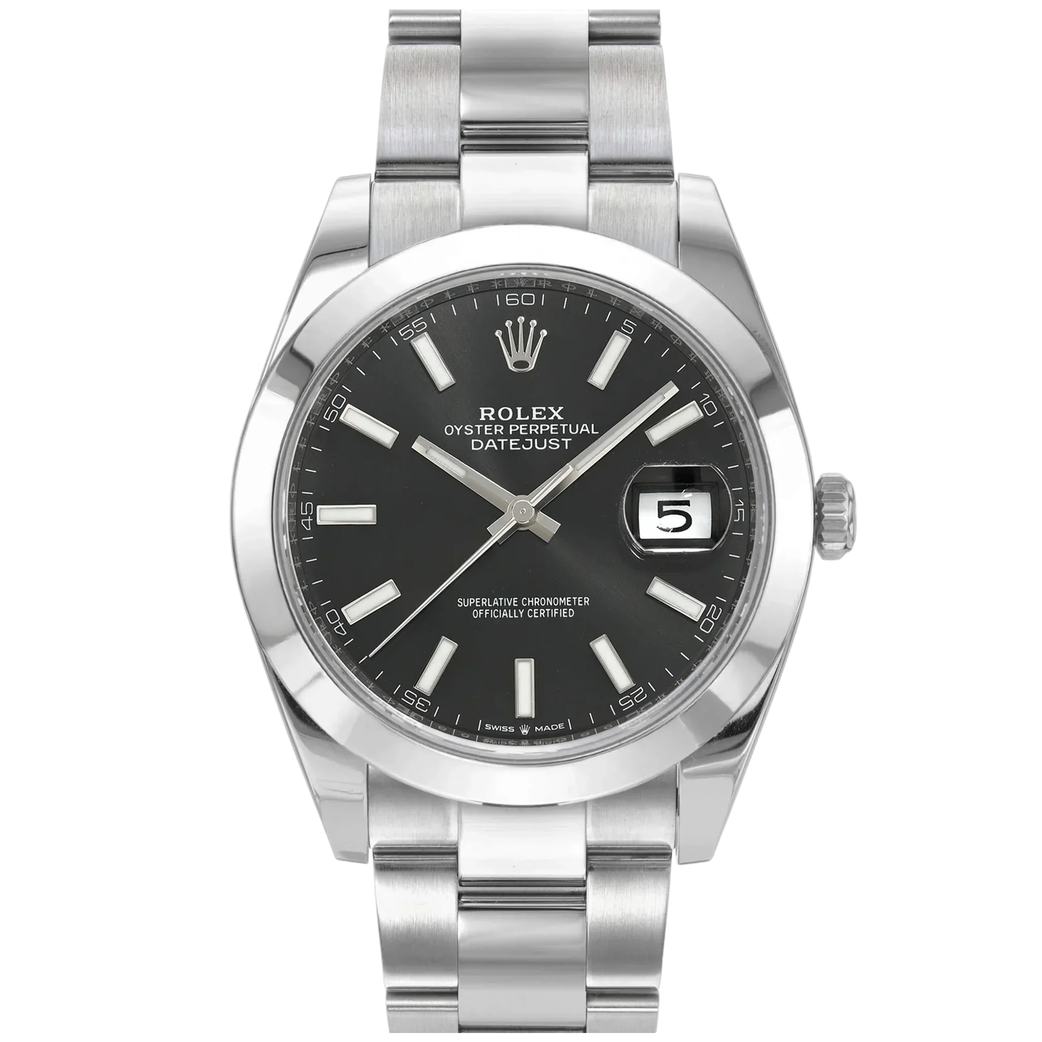 Rolex Datejust 41 reference 126300 in Oystersteel with smooth bezel and black dial product photo from WatchGuys