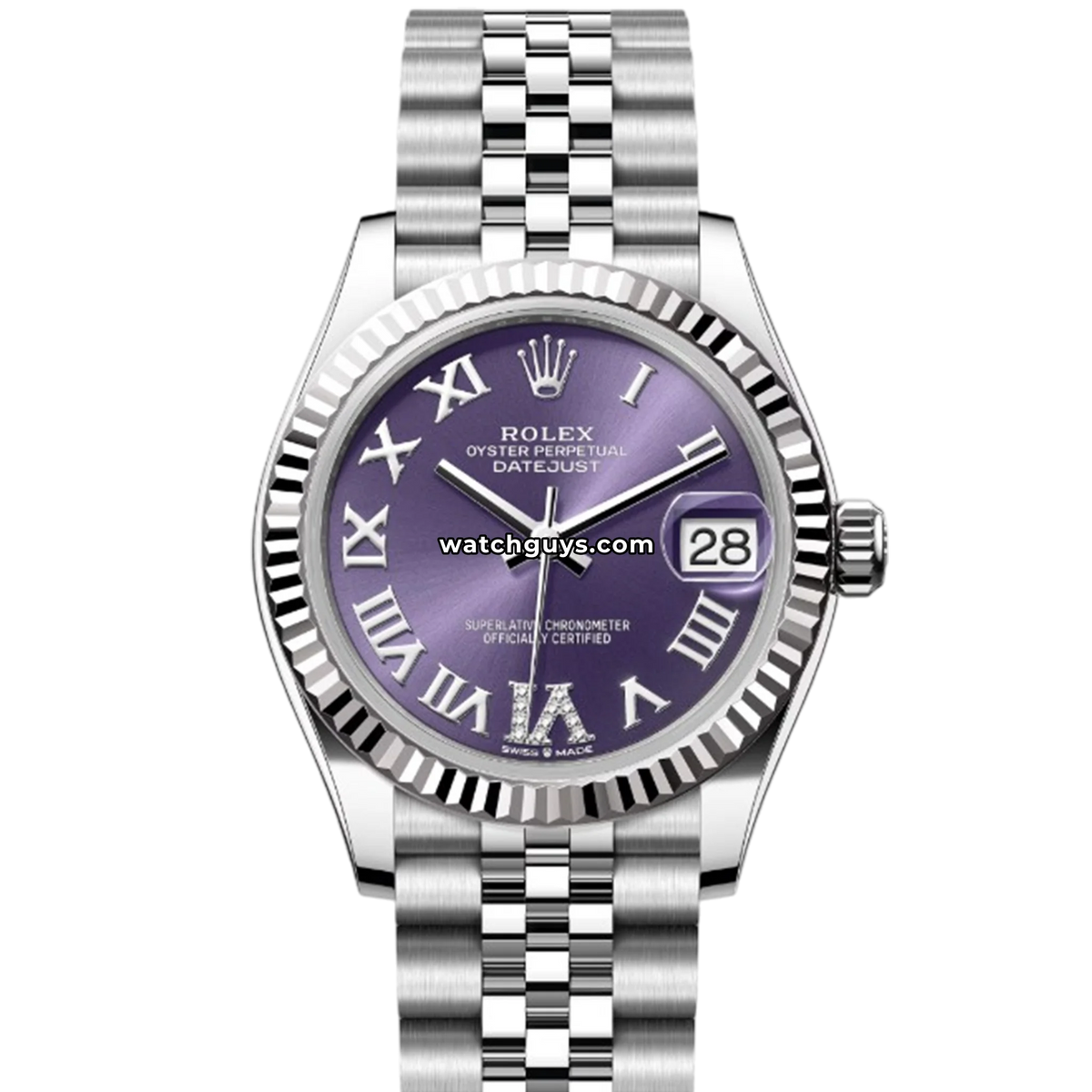 Rolex Datejust 278274 Aubergine Roman Diamond VI 31mm Stainless