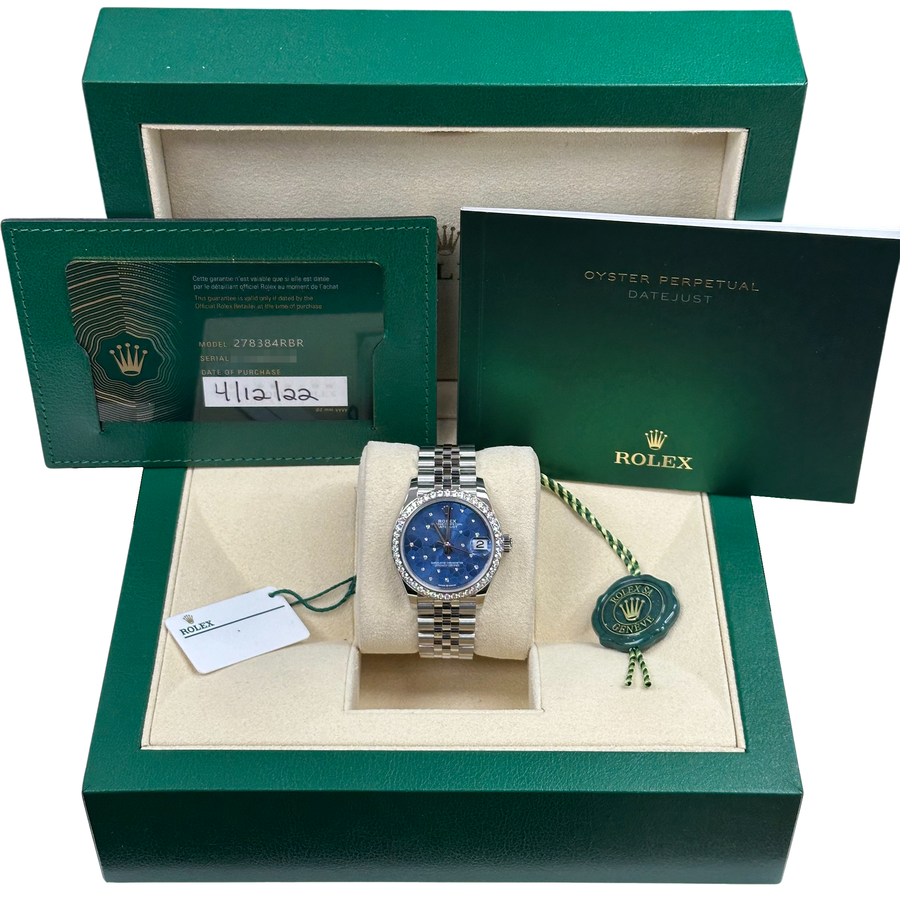 Rolex Datejust 278384RBR Blue Floral Diamond Motif