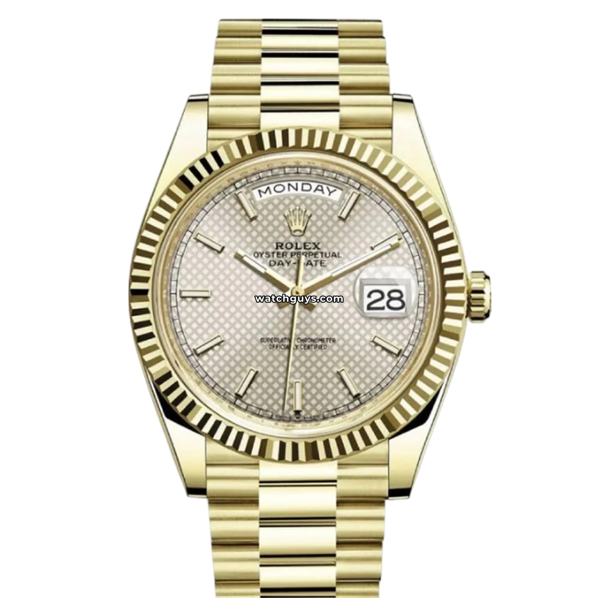 Rolex Day-Date 228238 Silver Diagonal Motif 40mm 18K Yellow Gold ...