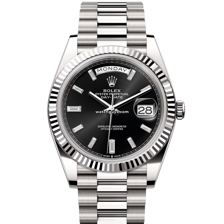 Rolex Day-Date 228239 40mm Black Baguette – WatchGuys