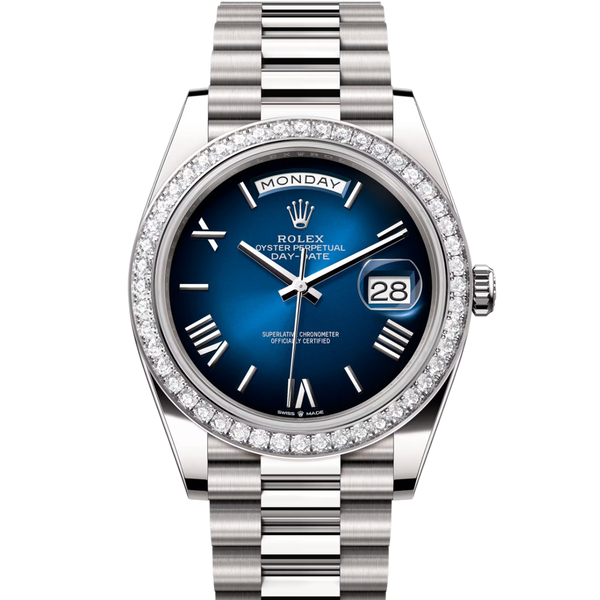 Rolex Day-Date 228349RBR 40mm Blue Ombre Roman Dial – WatchGuys