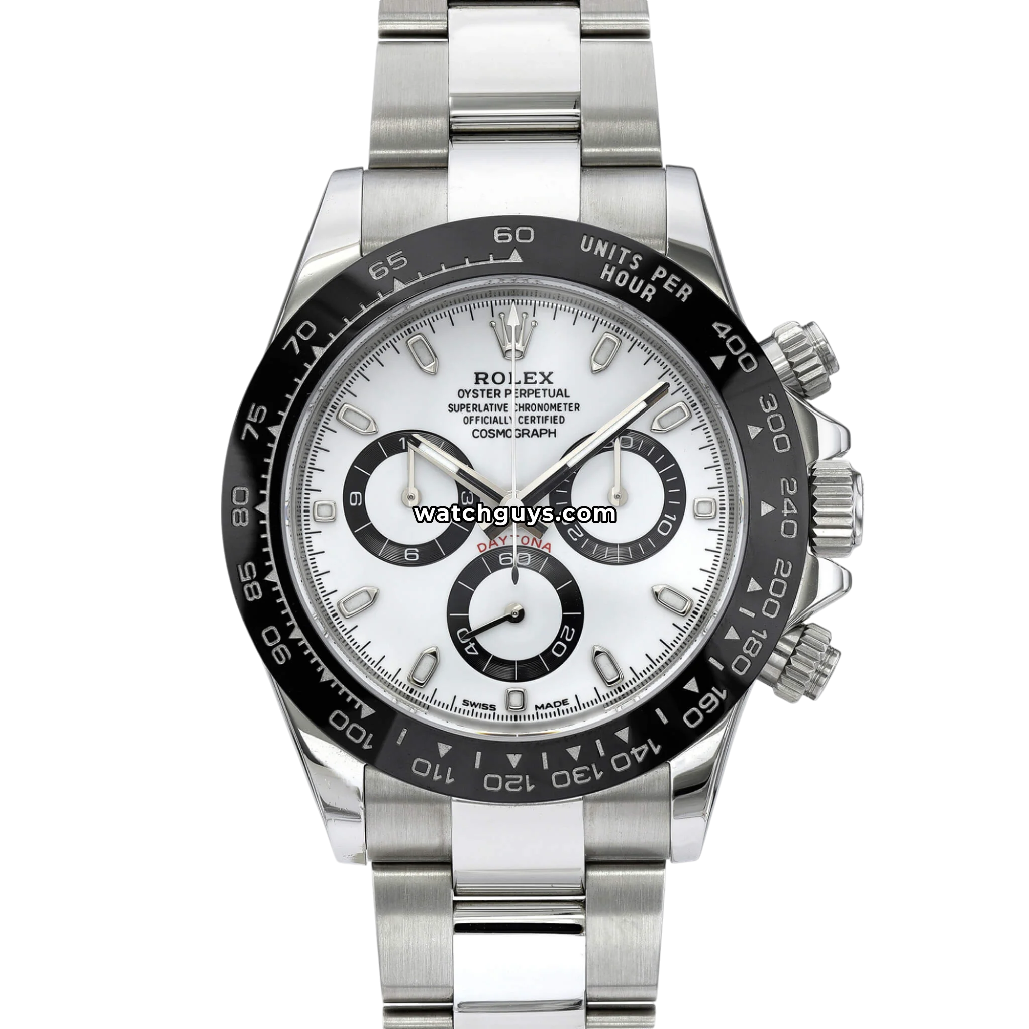 Rolex Daytona reference 116500LN Panda in stainless steel with white dial and black subdials product photo from WatchGuys