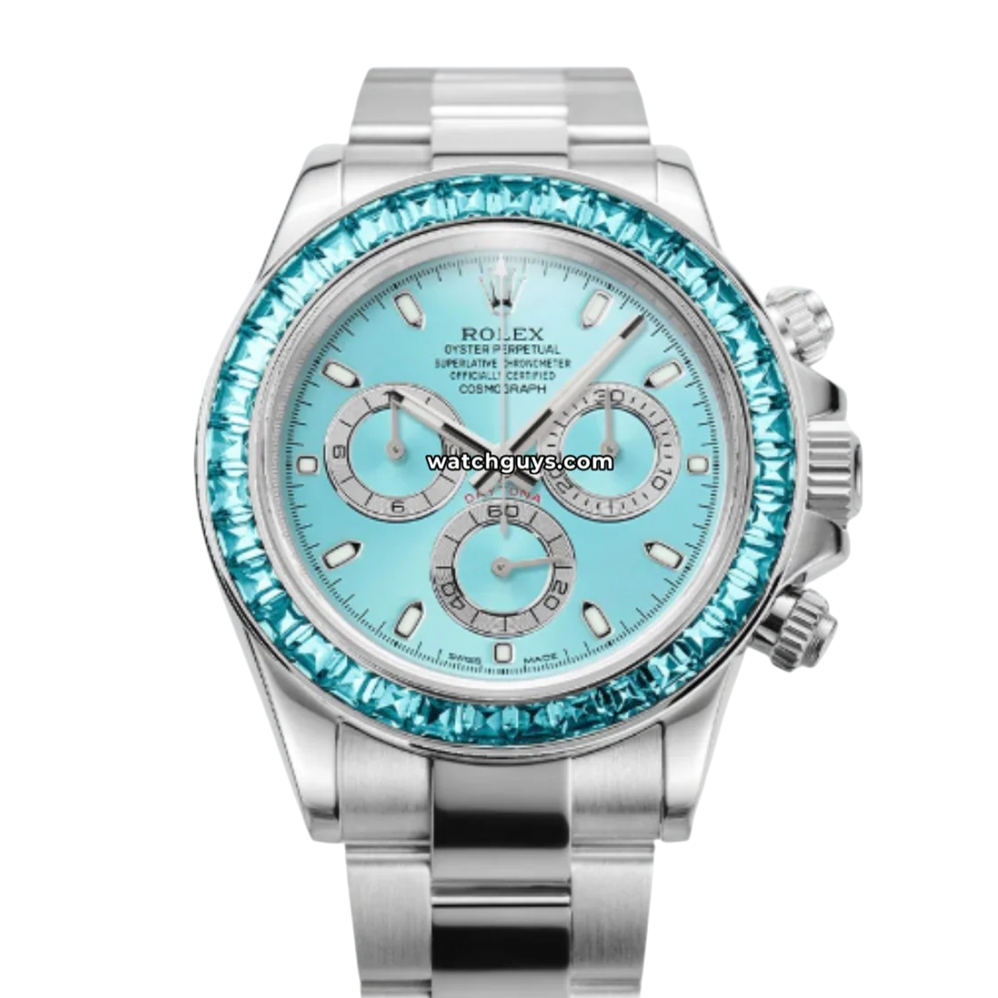 Rolex Daytona Asprey reference 116509 with turquoise dial and turquoise gemstone bezel product photo from WatchGuys