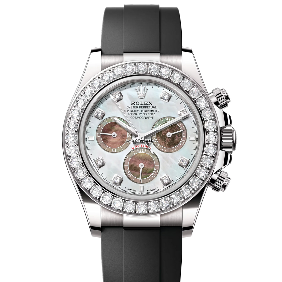 Rolex Daytona 126589RBR White and Black Mother of Pearl Oysterflex Watches