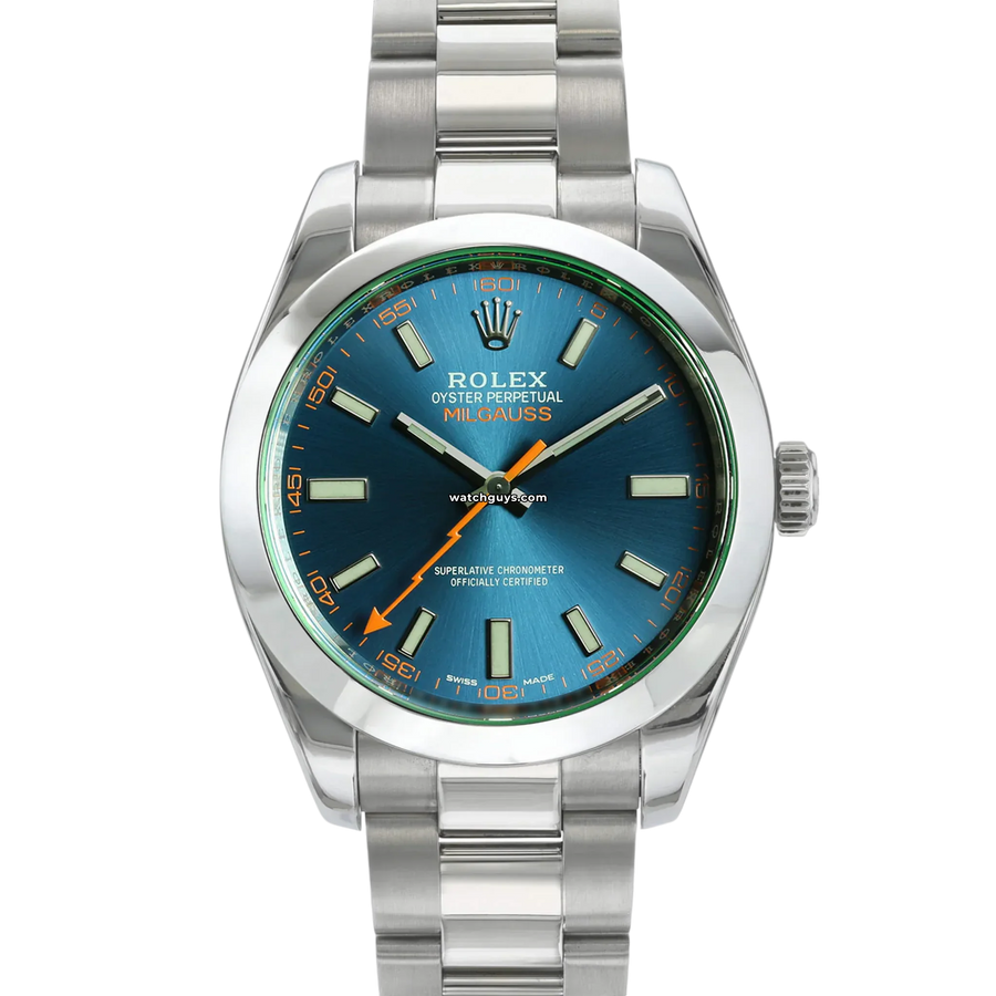 Rolex Milgauss 116400GV Blue Green Crystal Watches