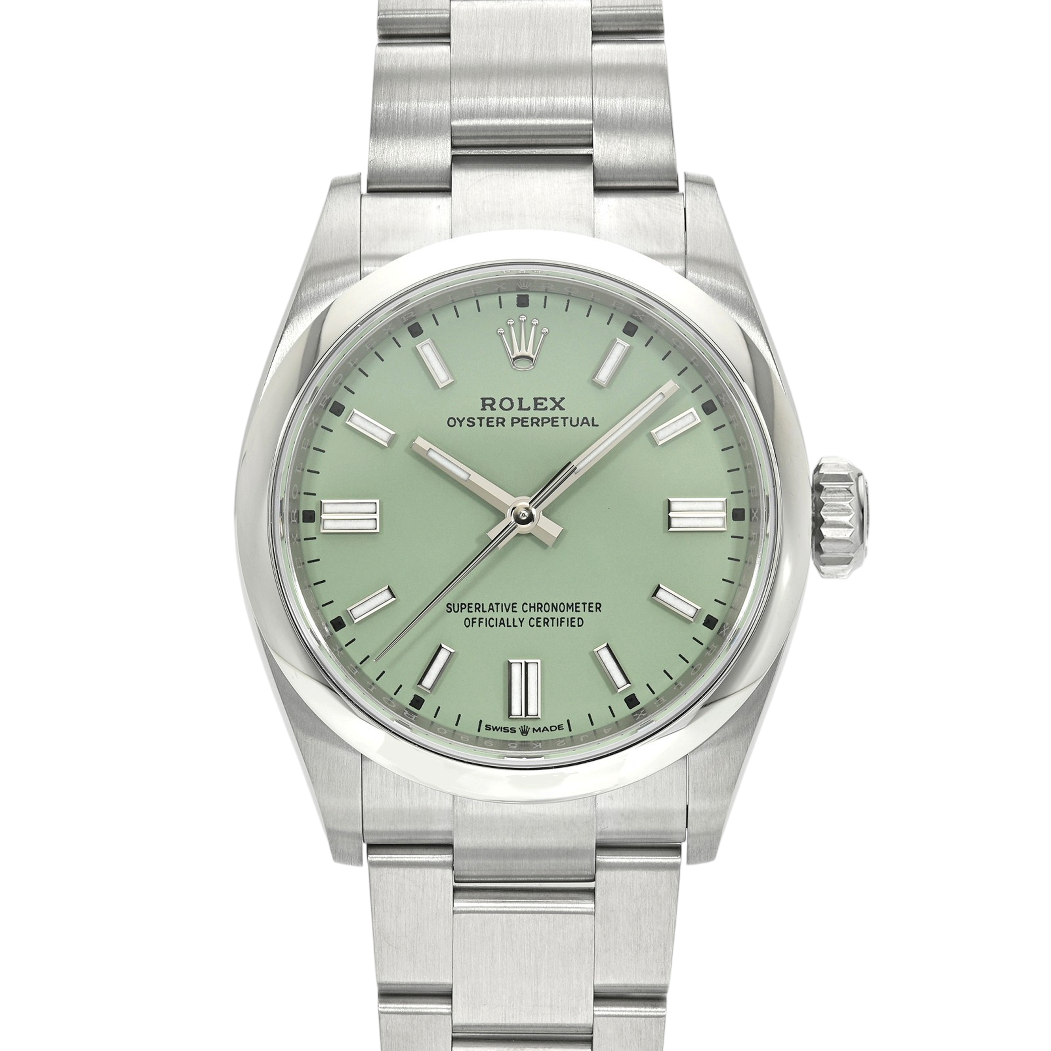 Rolex Oyster Perpetual 41 reference 134300 in Oystersteel with soft green dial and Oyster bracelet product photo from WatchGuys