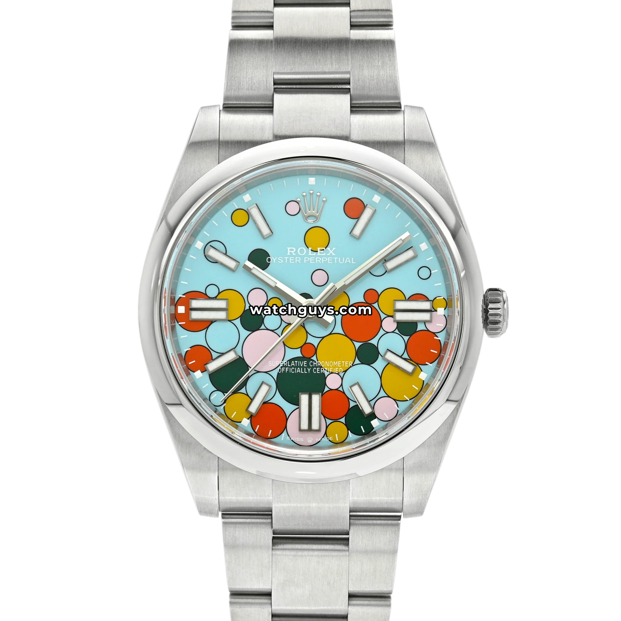 Rolex Oyster Perpetual 41 reference 124300 with turquoise Celebration bubble dial product photo from WatchGuys