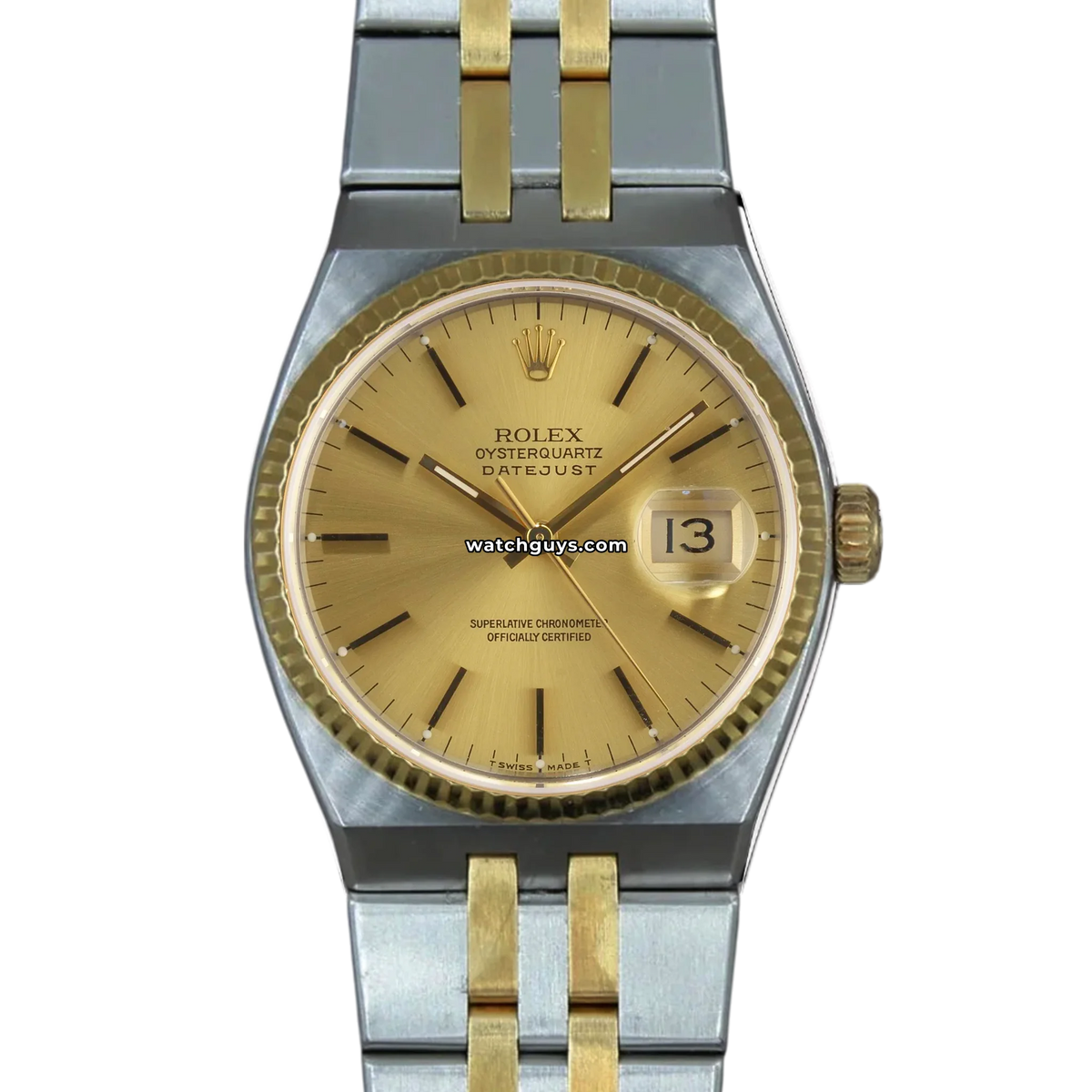 Rolex Oysterquartz 17013 36mm Champagne Index Dial – WatchGuys
