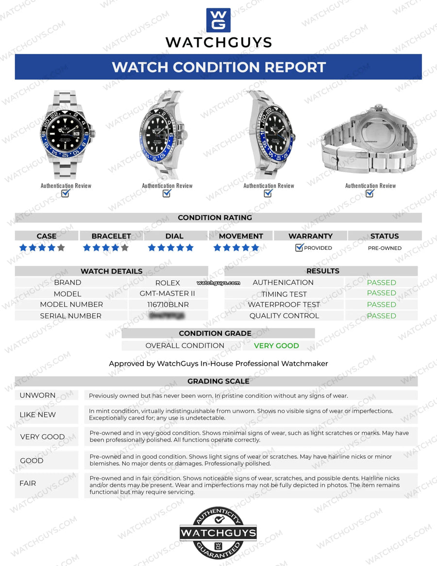 Rolex Gmt-Master Ii 116710Blnr Batman Watches