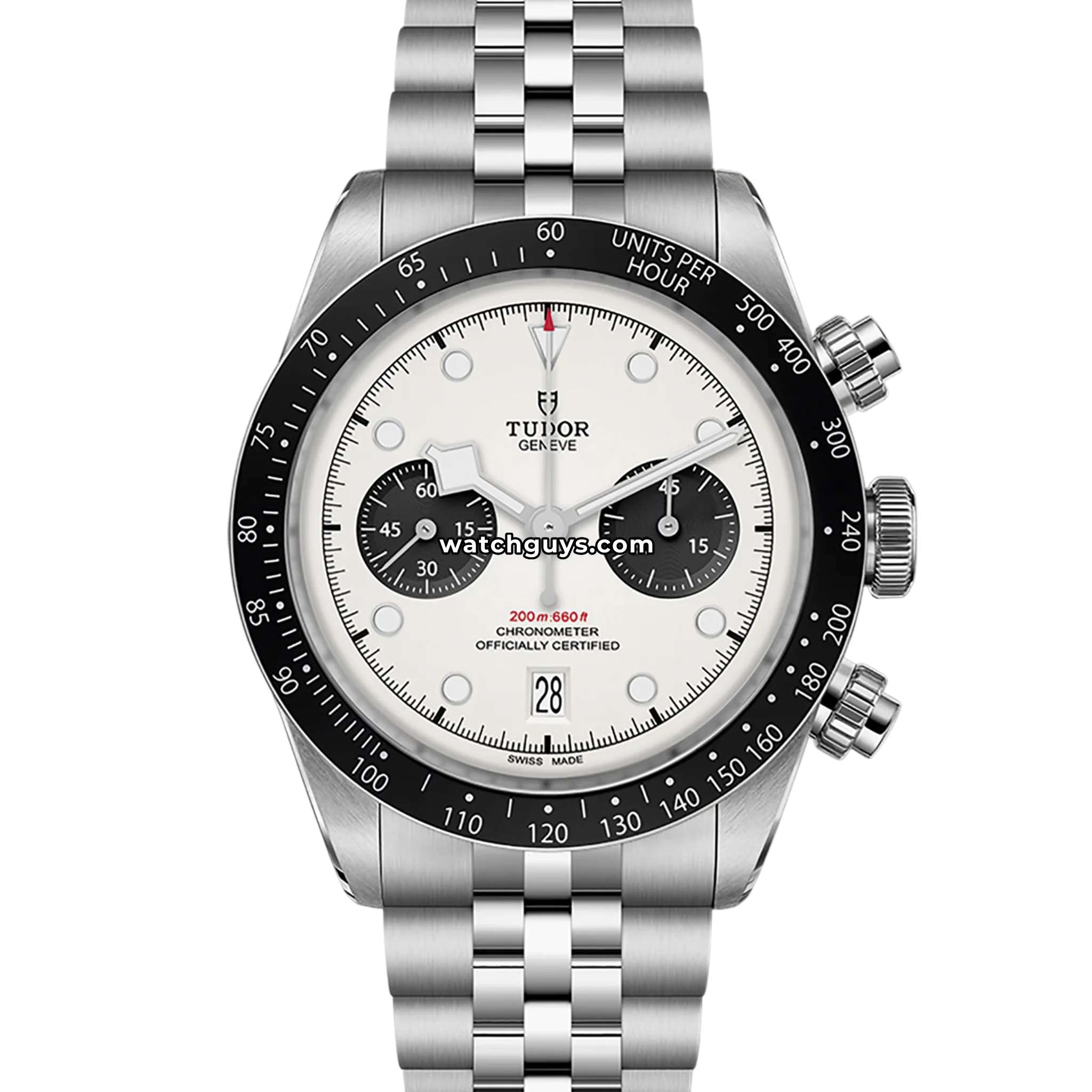 Tudor Black Bay Chrono reference M79360N in steel with white panda dial and black sub-dials product photo from WatchGuys