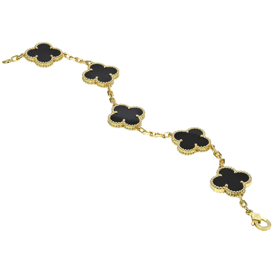 Van Cleef & Arpels Vintage Alhambra Bracelet 5 Motifs Onyx