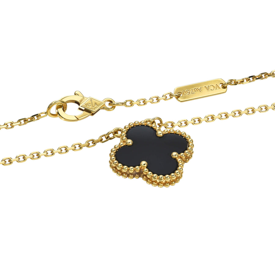 Van Cleef & Arpels Vintage Alhambra Pendant Necklace Onyx