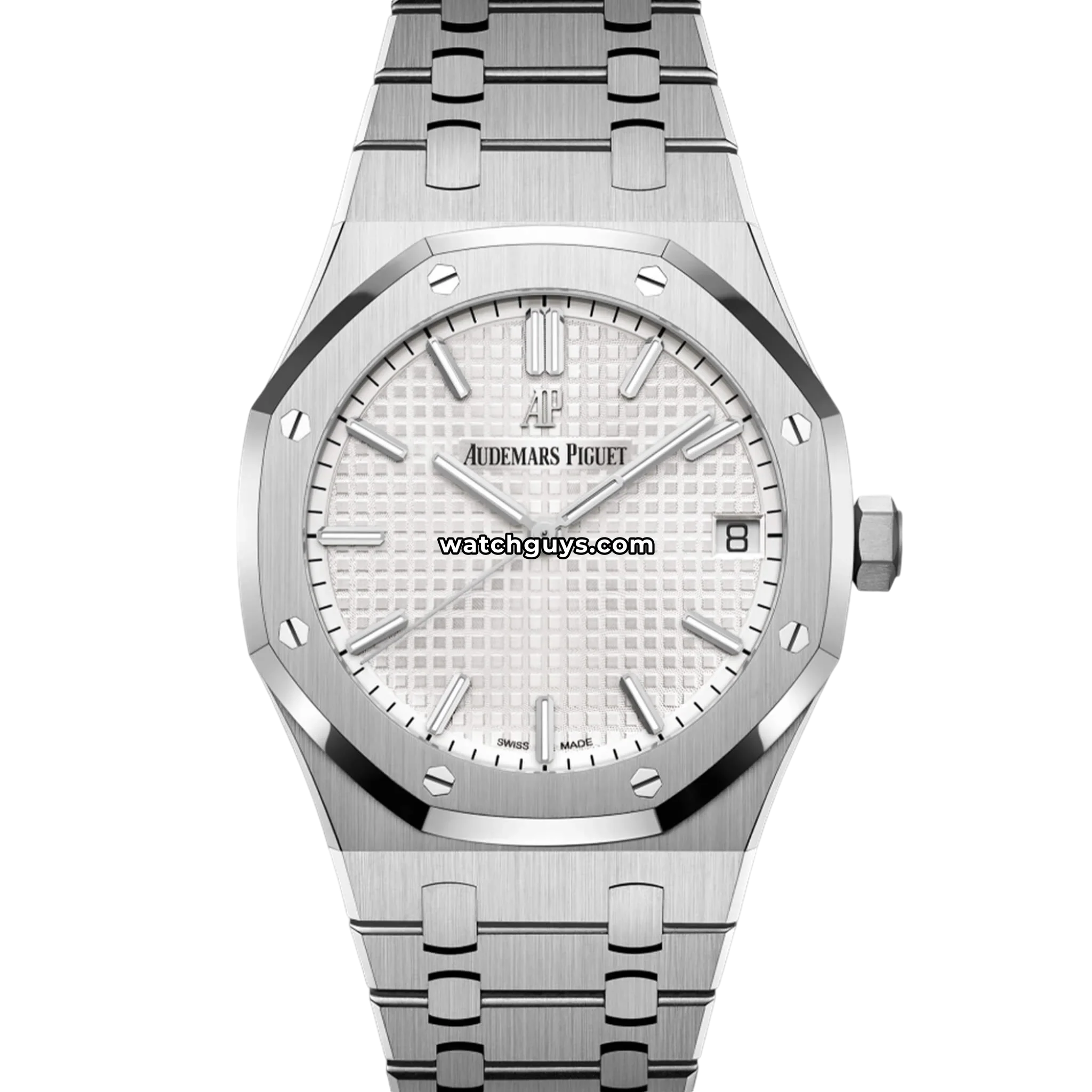 Audemars Piguet Royal Oak Selfwinding reference 15500ST in stainless steel with a white Grande Tapisserie dial product photo from WatchGuys