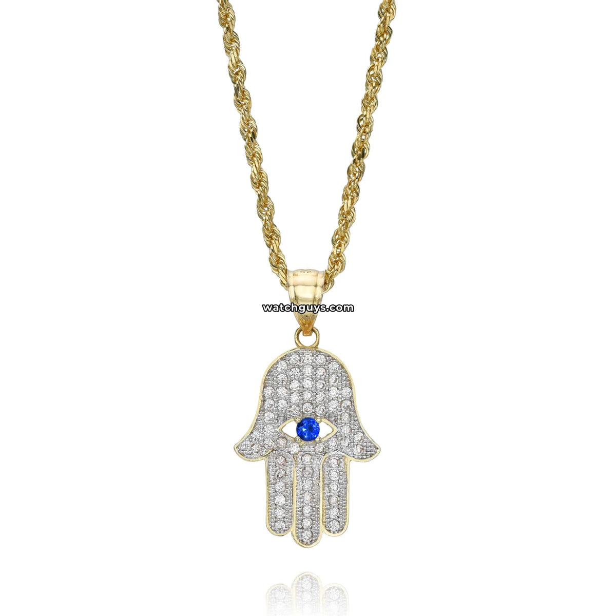 Diamond Hamsa Pendant 1.15 Carat TW with 14k Rope Chain – WatchGuys