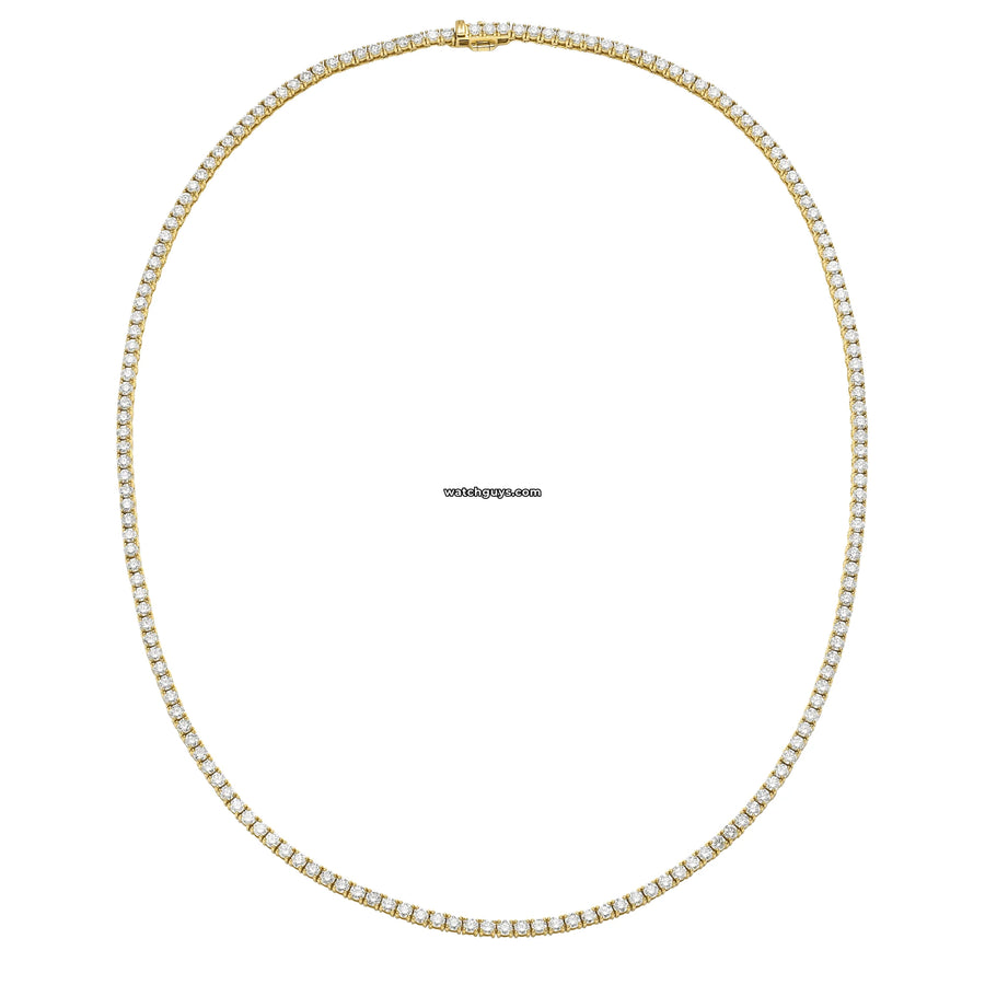 Diamond Tennis Necklace 9.81 Carat Tw 18K Yellow Gold