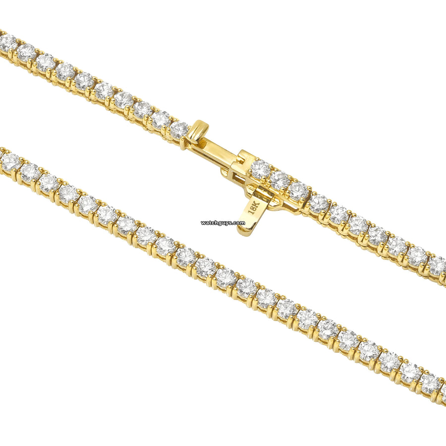 Diamond Tennis Necklace 9.81 Carat Tw 18K Yellow Gold
