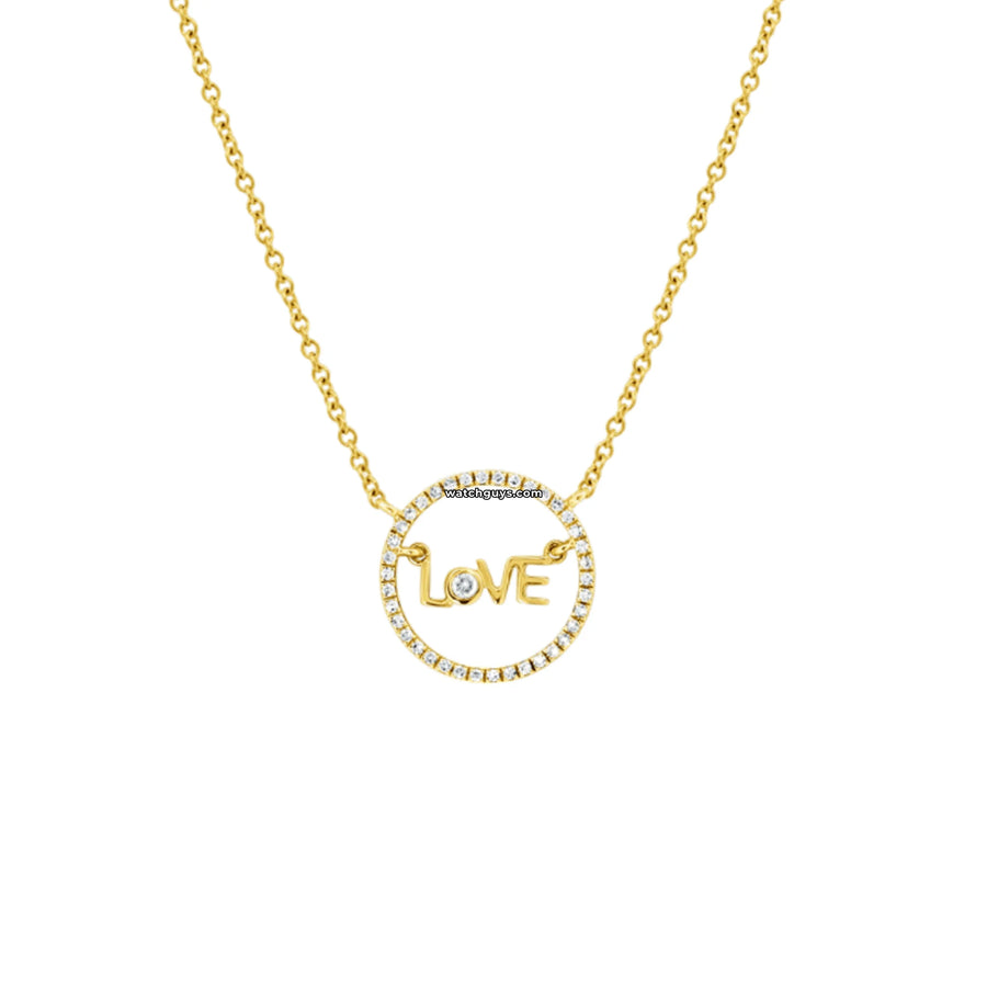 Love Circle Diamond Pendant Necklace 14K Yellow Gold