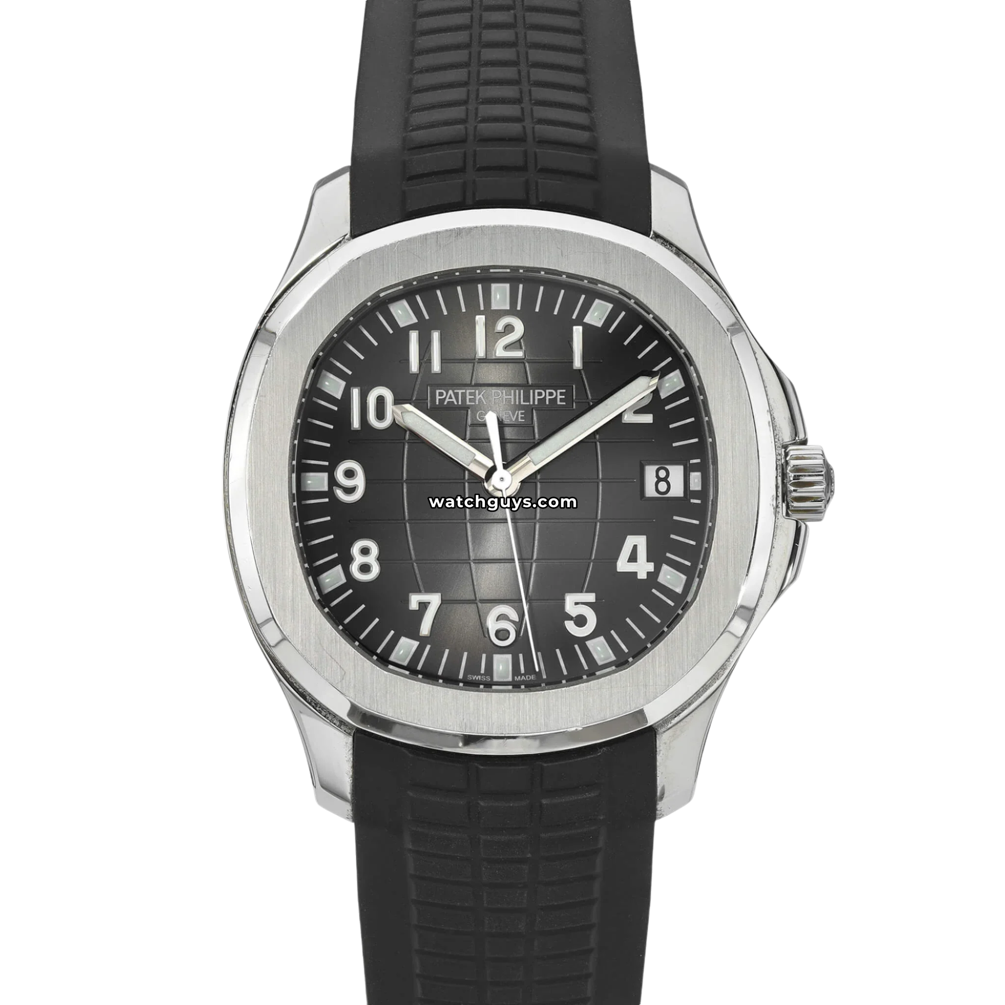 Patek Philippe Aquanaut reference 5167A-001 with 40.8mm steel case, embossed black dial and composite strap product photo from WatchGuys