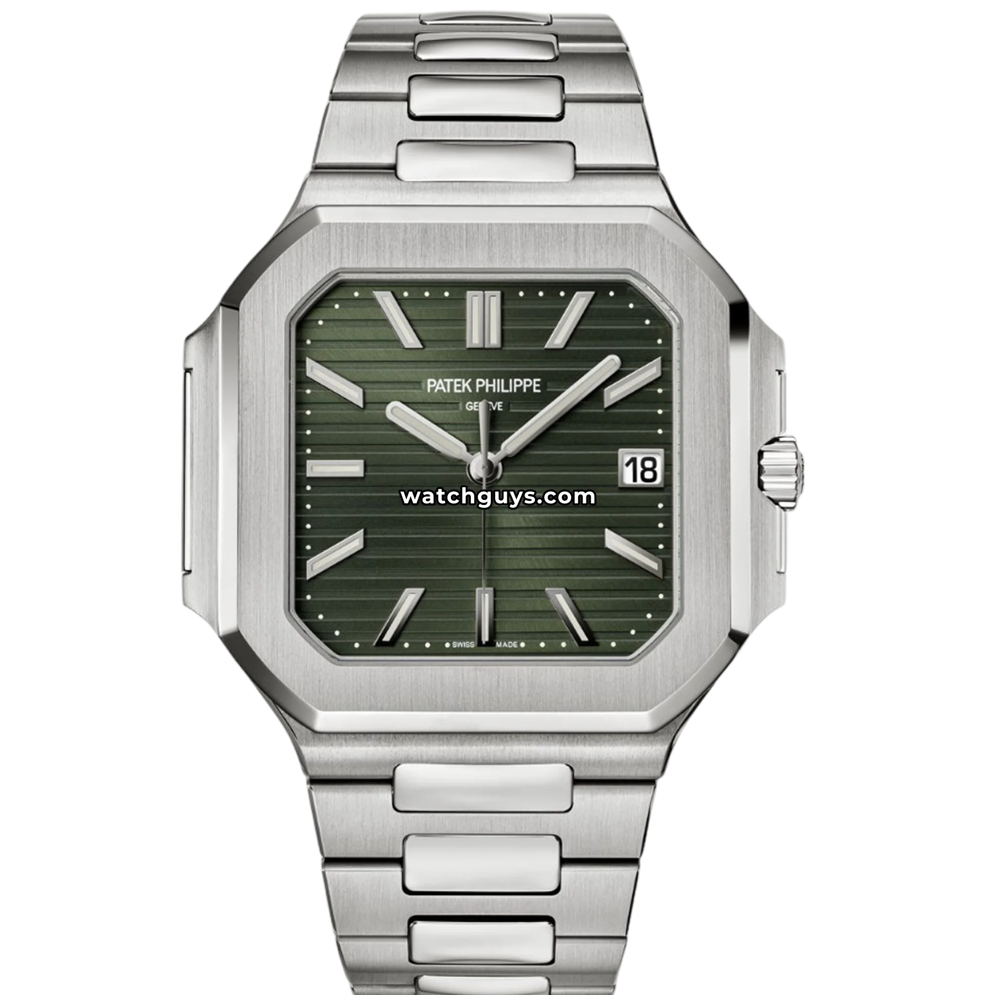 Patek Philippe Cubitus reference 5821/1A-001 in stainless steel with olive green embossed dial product photo from WatchGuys