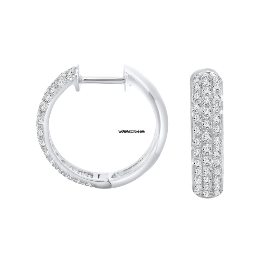 Pave Diamond Huggie Earrings 18K White Gold