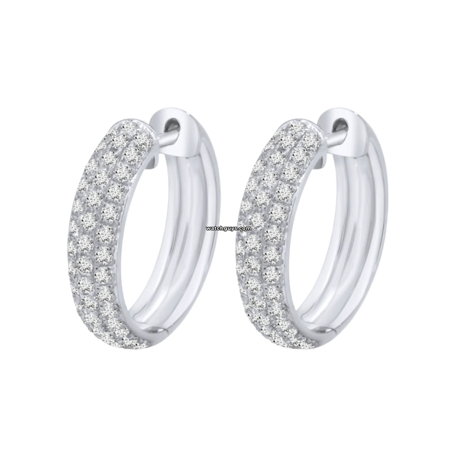 Pave Diamond Huggie Earrings 18K White Gold