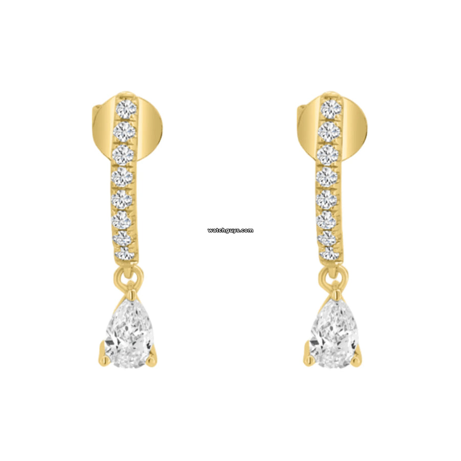 Pear Diamond Dangle Earrings 18K Yellow Gold