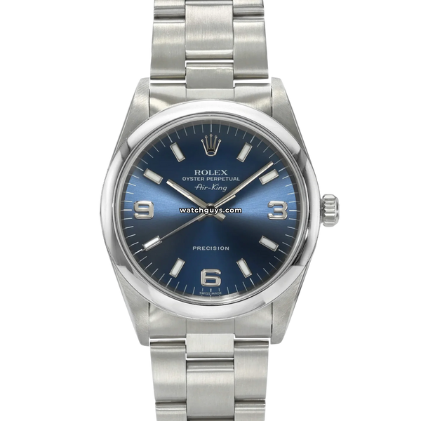Rolex Air-King 14000M Blue 34mm Stainless Steel Smooth – WatchGuys