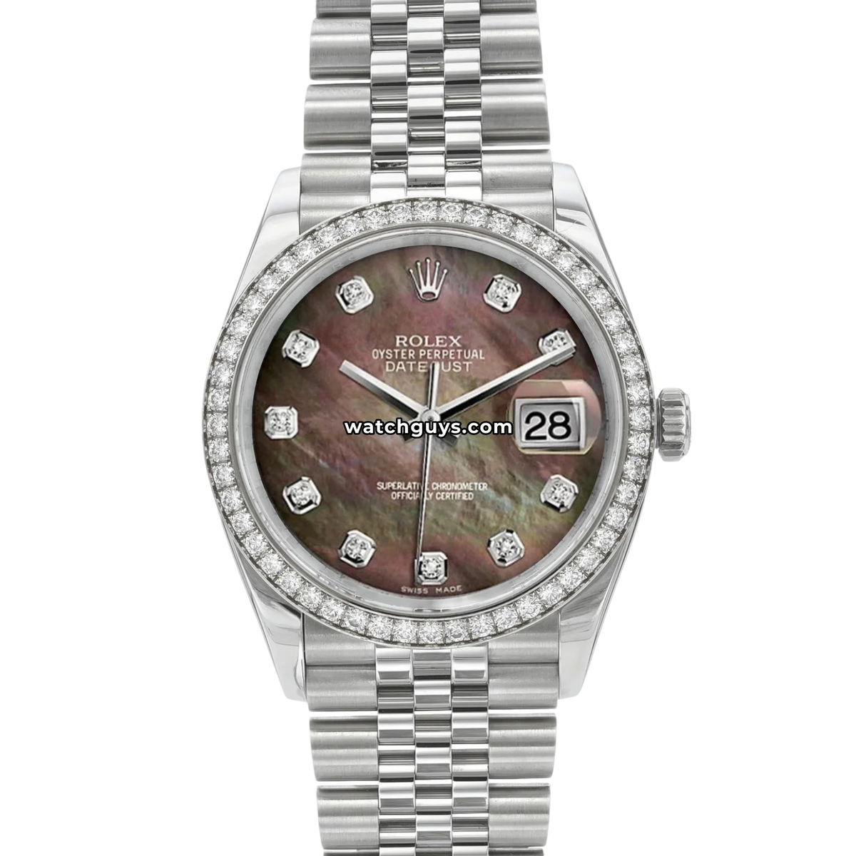 Rolex Datejust 116244 36mm Black Mother of Pearl Diamond Dial