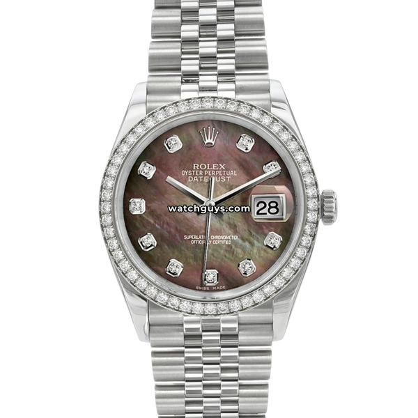 Rolex Datejust 116244 36mm Black Mother of Pearl Diamond Dial