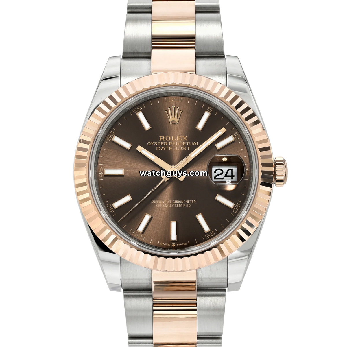 Rolex Datejust 126331 Chocolate 41mm Steel & Rose Gold – WatchGuys