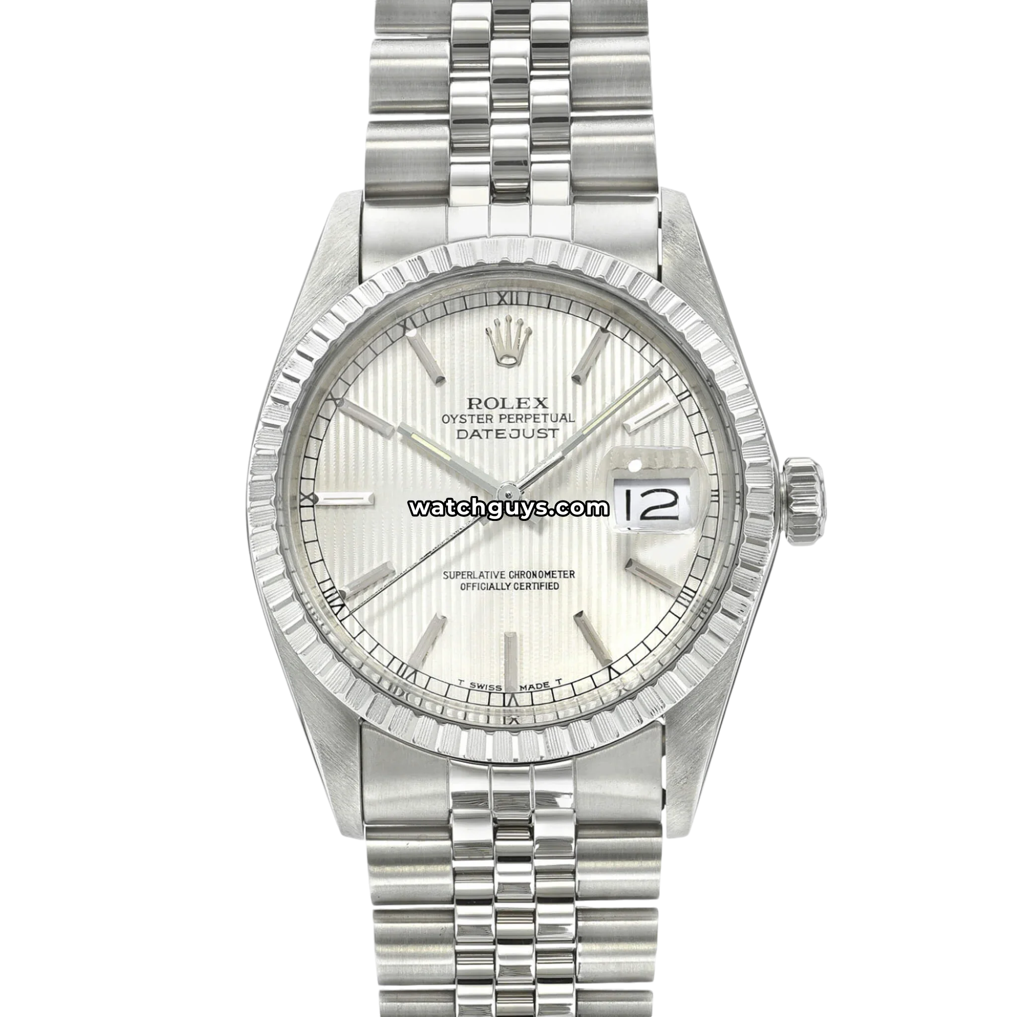 Rolex Datejust 16030 Silver Tapestry 36mm Stainless Steel – WatchGuys