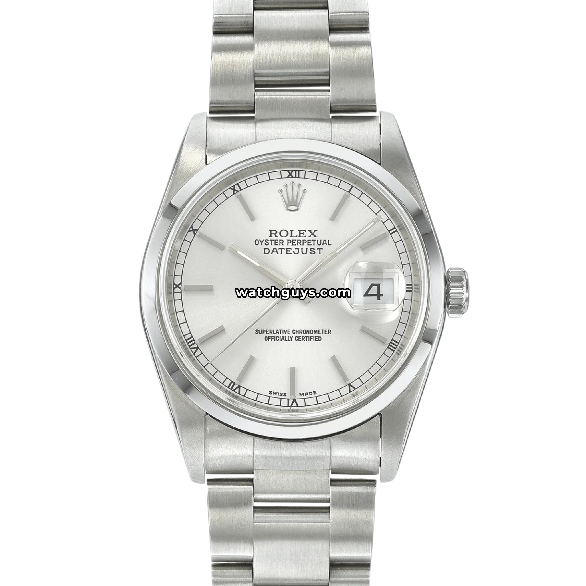 Rolex Datejust 16200 Silver 36mm Stainless Steel – WatchGuys