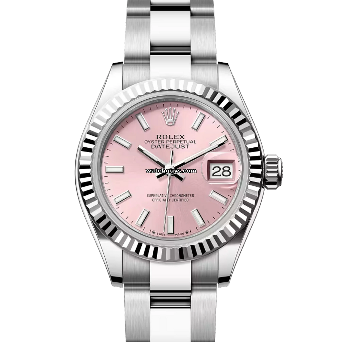 Rolex Datejust 279174 Pink Index 28mm Stainless Steel Oyster – WatchGuys